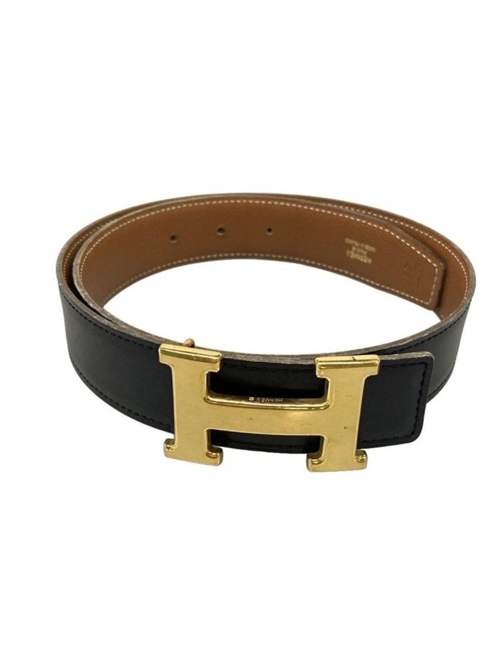 Hermes Belt 68 Black Gold Reversible Leather